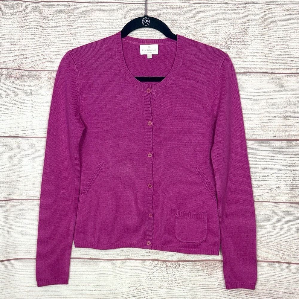 Eric Bompart Cashmere Silk Short Cardigan Sweater Fuchsia color Pocket S